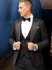 Men's 3 Piece Black Tie Tuxedo Made to Measure
