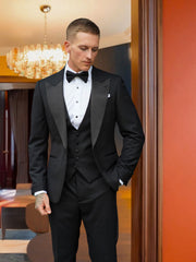 Men's 3 Piece Black Tie Tuxedo Made to Measure