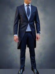 Vitale Barberis Canonico Wool Mohair Navy Morning Coat