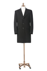 Men's Black Classic Polo Style Trench Coat Made to Measure
