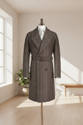 Men's Brown Belted Waist Overcoat Made to Measure