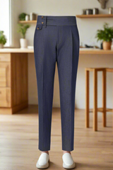 Men's Navy Casual Linen Trouser Made to Measure