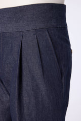Men's Navy Casual Linen Trouser Made to Measure
