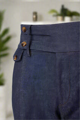 Men's Navy Casual Linen Trouser Made to Measure