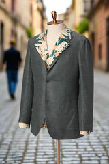 Men's 2-Piece Made to Measure Olive Green Linen Jacket with White Chinos