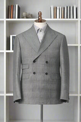 Men's Gray Double Breasted Jacket Made to Measure