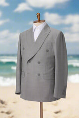 Men's Gray Double Breasted Suit Made to Measure