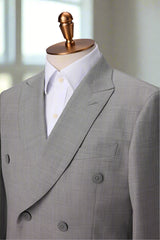 Men's Gray Double Breasted Suit Made to Measure