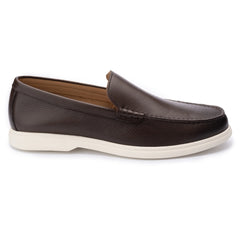 John White Mens Brown Ethan Plain Tumbled Grain Loafer