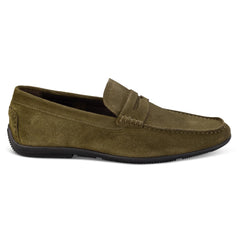 John White Mens McQueen Driving Green Moccasins