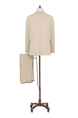 Men's Light Khaki Double Breasted Suit Made to Measure