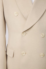 Men's Light Khaki Double Breasted Suit Made to Measure