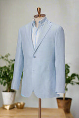 Men's Light Blue Linen Jacket Made to Measure