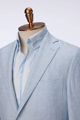 Men's Light Blue Linen Jacket Made to Measure