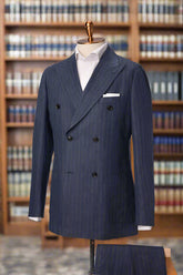 Men's Navy Stripe Double Breasted Suit Made to Measure