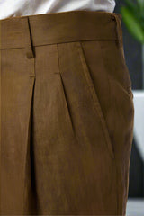 Men's Coffee Casual Linen Trouser Made to Measure