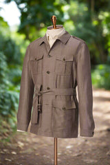 Men's Brown Safari Style Jacket & Khaki Trouser Made to Measure