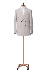 Men's Silver Grey Double Breasted Jacket Made to Measure