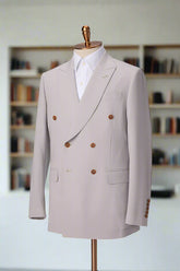 Men's Silver Grey Double Breasted Jacket Made to Measure