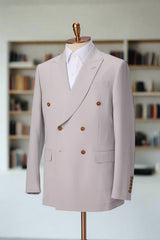 Men's Silver Grey Double Breasted Jacket Made to Measure