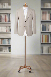 Men's Wide Lapel Beige Single Breasted Suit Made to Measure