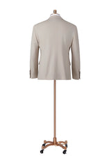 Men's Wide Lapel Beige Single Breasted Suit Made to Measure