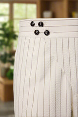 Men's Wood Brown Overshirt with White Stripe Short Made to Measure