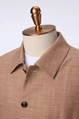 Men's Wood Brown Overshirt with White Stripe Short Made to Measure
