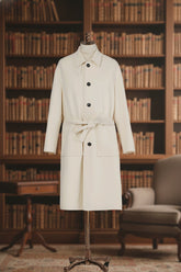 Men's White Belted Waist Overcoat Made to Measure