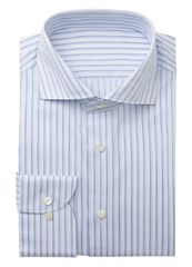 Men's Sleek Blue Stripe Cotton Shirt Made to Measure