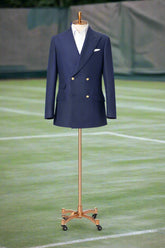 Men's Blue Double Breasted Linen Jacket Made to Measure