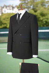 Men's Black Double Breasted Suit Made to Measure