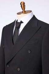 Men's Black Double Breasted Suit Made to Measure