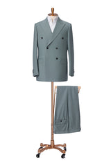 Men's Sea Green Double Breasted Suit Made to Measure