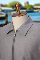 Men's Short Sleeved Full Zip Collared Shirt Made to Measure