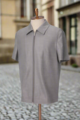 Men's Short Sleeved Full Zip Collared Shirt Made to Measure