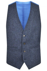Torre Albert Blue Pure Wool Light Weight Tweed Waistcoat - 34R WAISTCOATS
