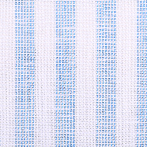 Capri Collar Blue Stripe Cotton Linen Mix Summer Shirt