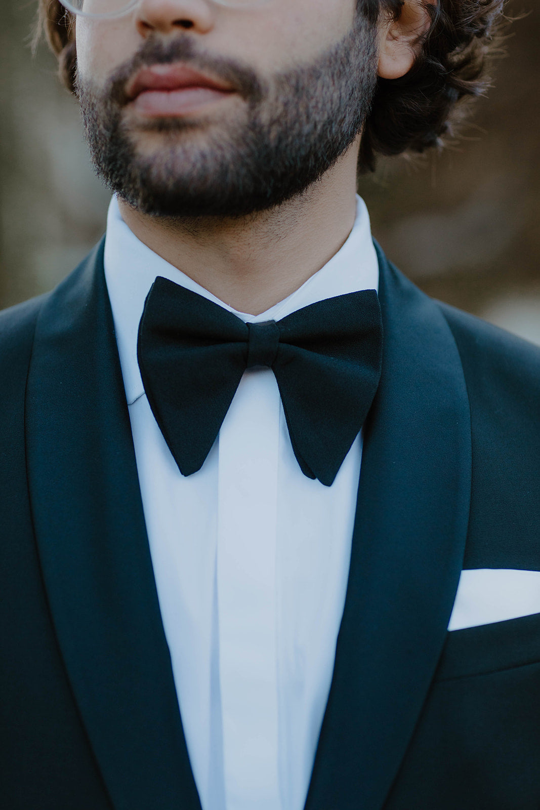 Black Silk Pre-Tied Butterfly Bow Tie