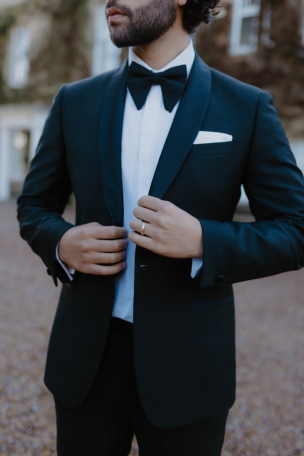 Black Silk Pre-Tied Butterfly Bow Tie