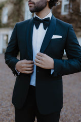 Black Silk Pre-Tied Butterfly Bow Tie