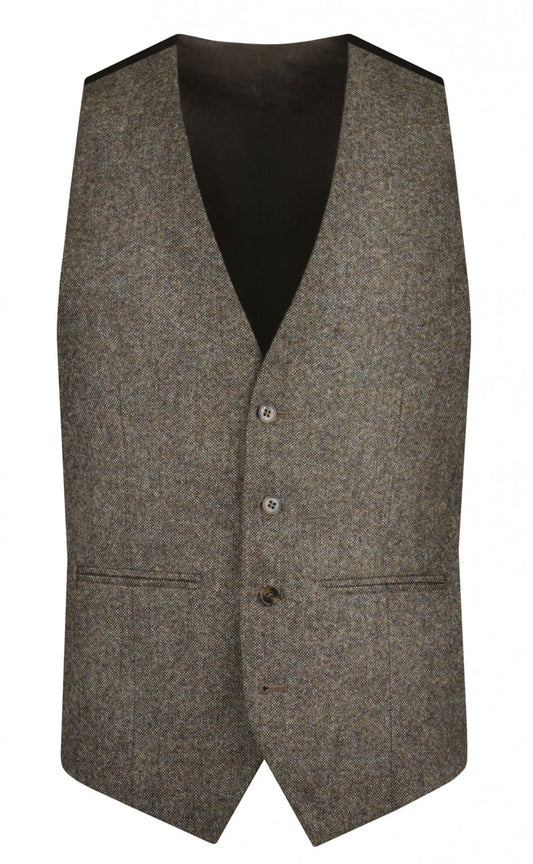 Abraham Moon Brown Tweed Waistcoat 948