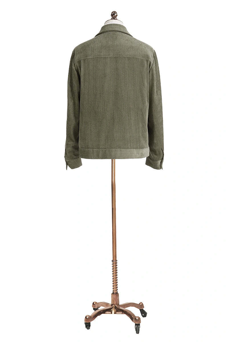 Men's Army Green Cotton Casual Jacket Made to Measure