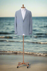 Men's Blue Bamboo & Linen Mix Suit Made to Measure