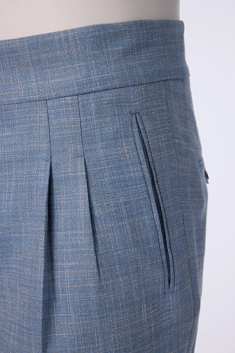 Men's Blue Bamboo & Linen Mix Suit Made to Measure
