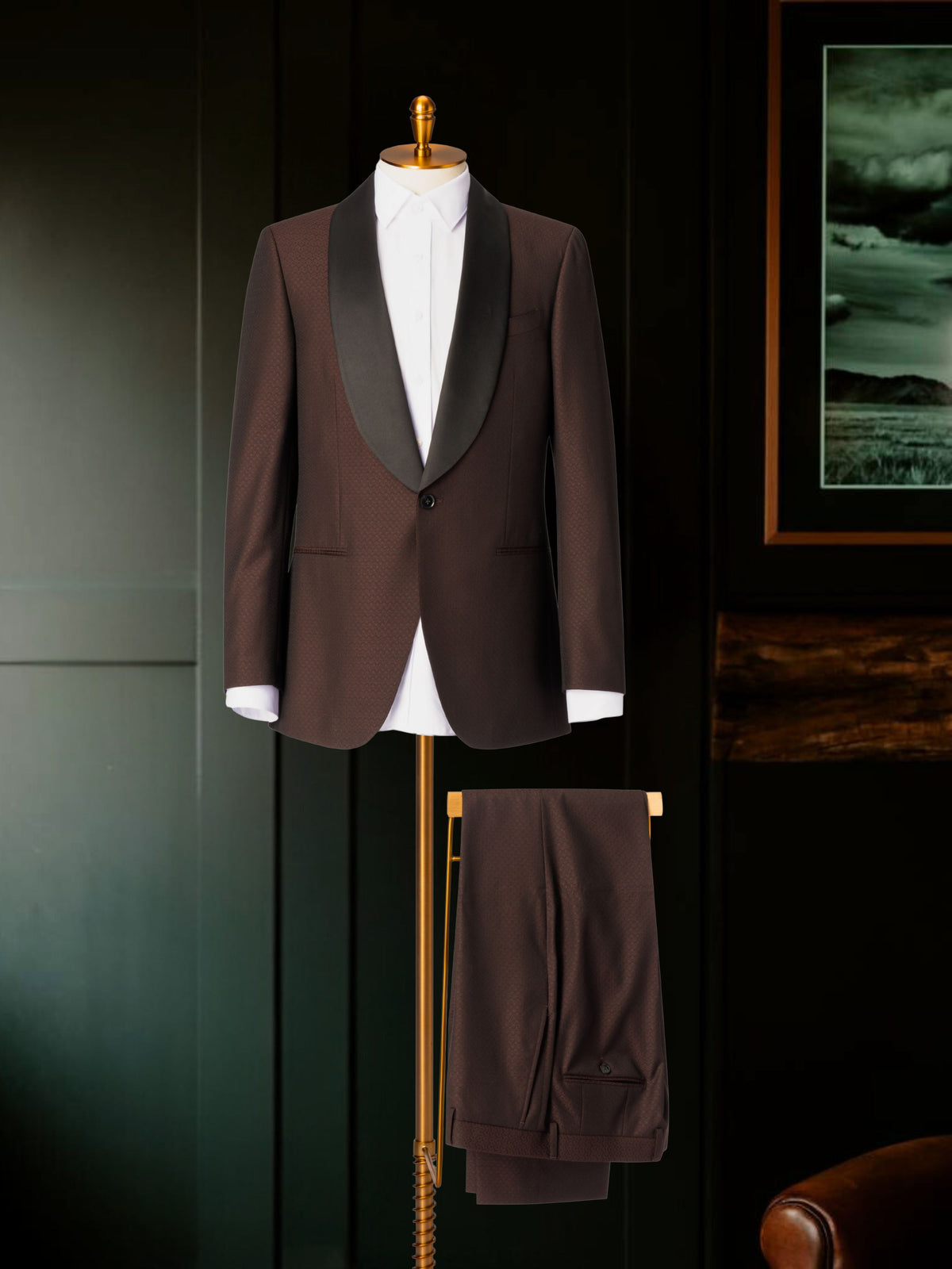 Men's Burgundy Textured Tuxedo Made to Measure