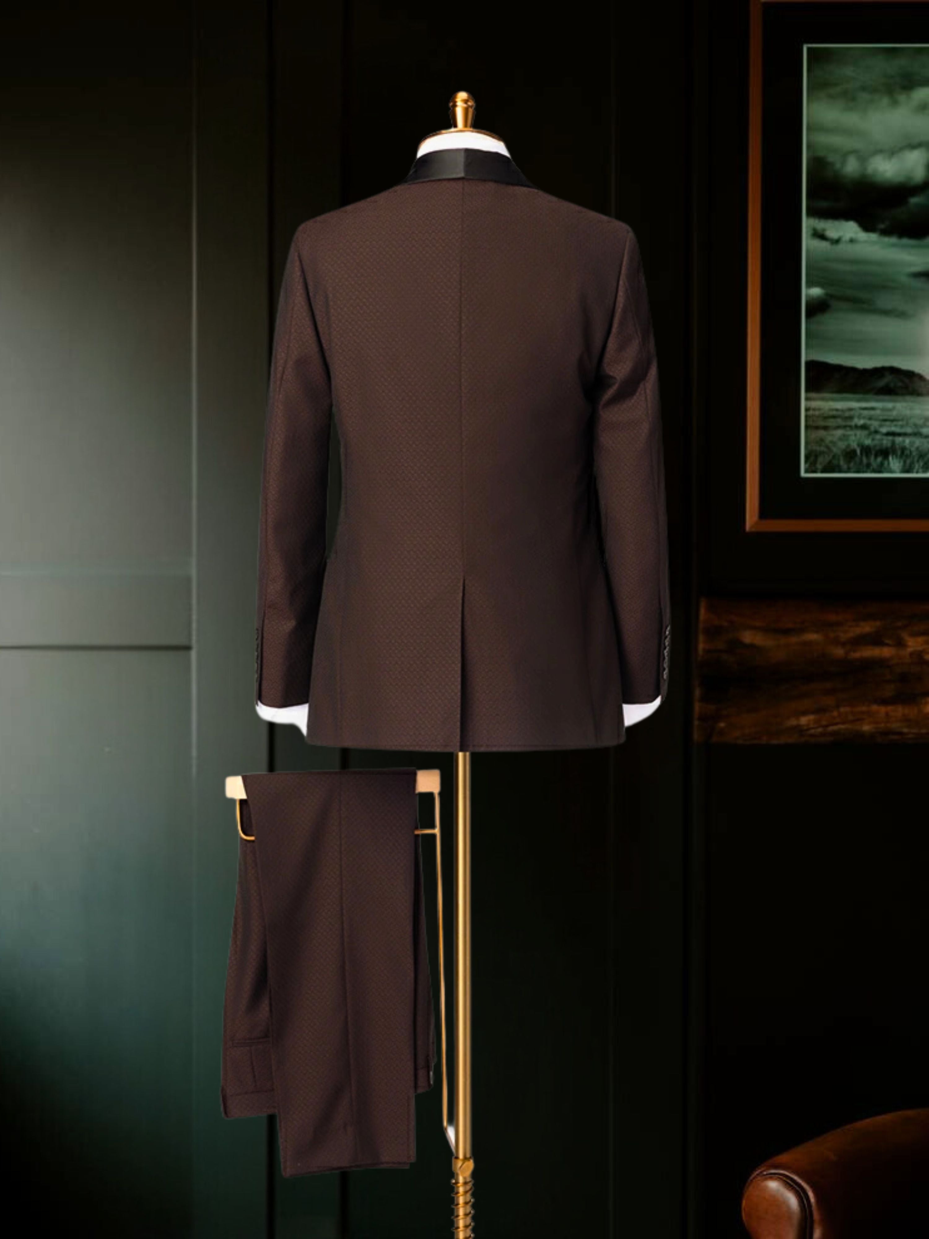 Men's Burgundy Textured Tuxedo Made to Measure