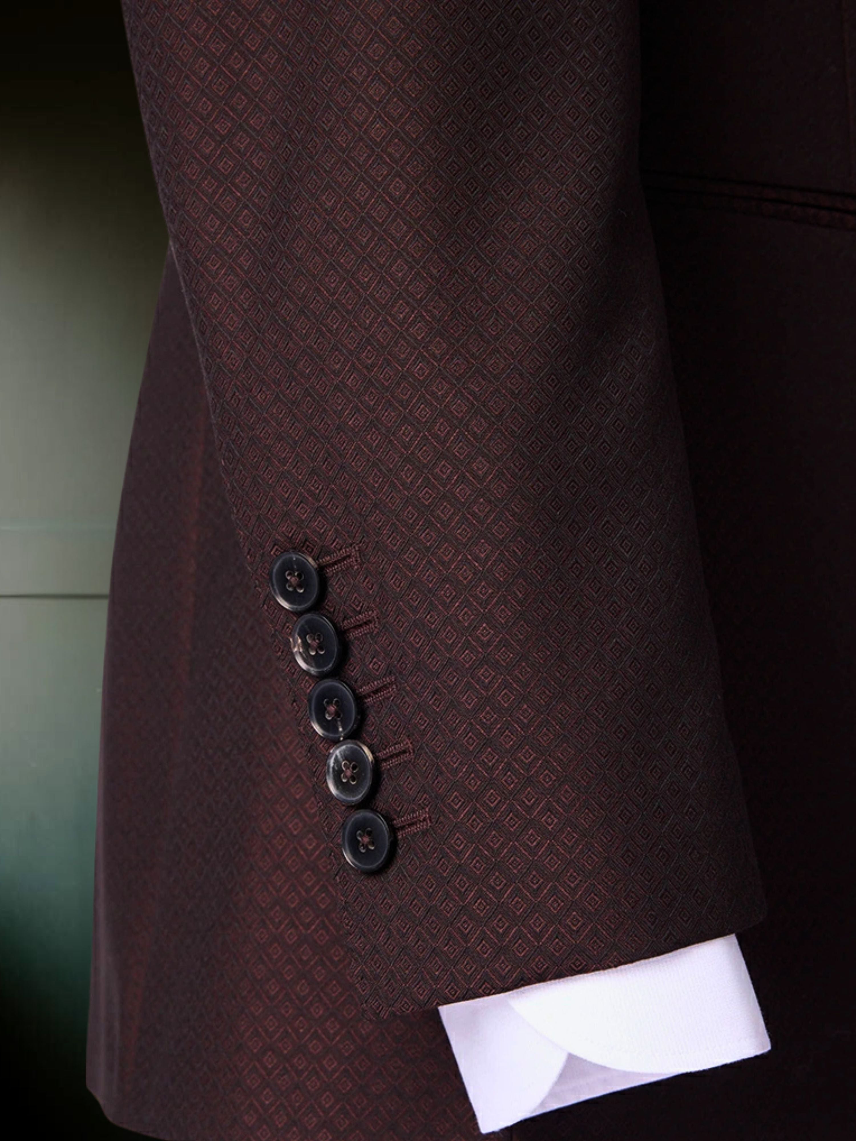 Men's Burgundy Textured Tuxedo Made to Measure
