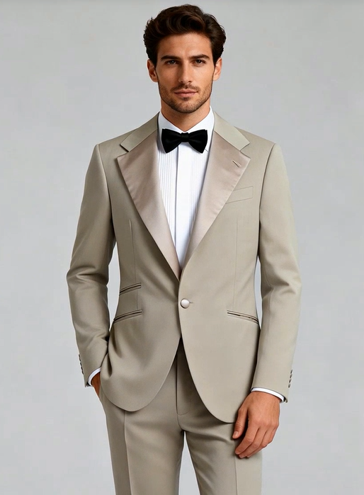 Men's Marzotto Beige Tuxedo Made to Measure - Barucci