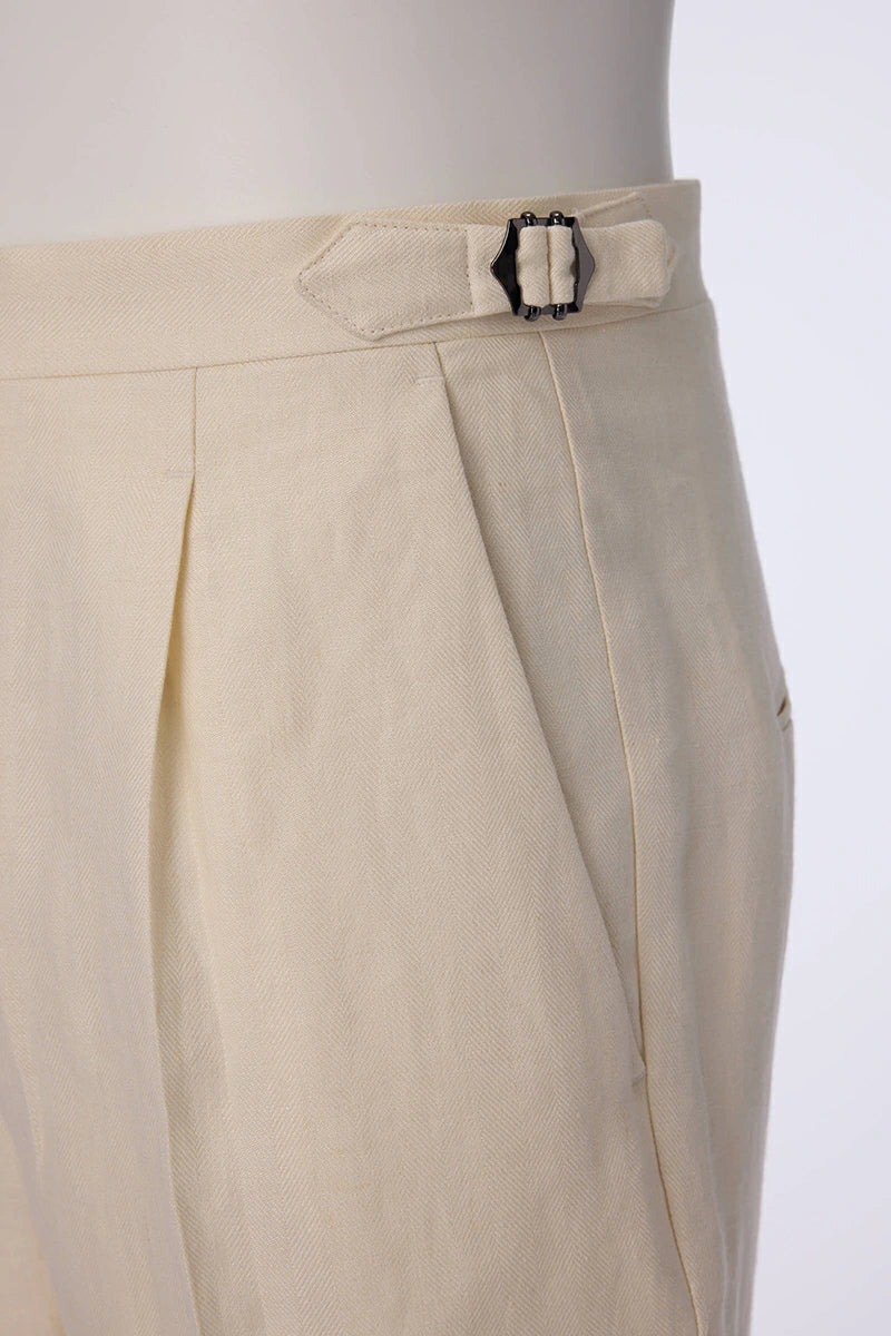 Men's Black Double Breasted Linen Jacket and Khaki Trouser Made to Measure